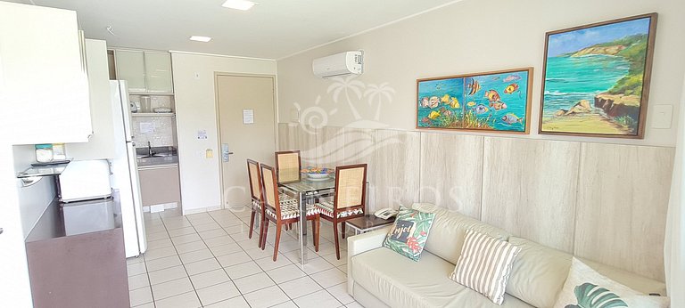 Flat 2 Quartos no Beach Class Muro Alto (D204)