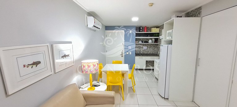 Flat 2 Quartos no Beach Class Muro Alto (D101)