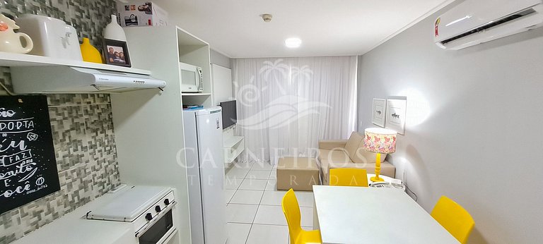 Flat 2 Quartos no Beach Class Muro Alto (D101)
