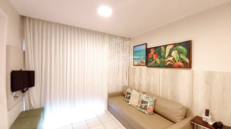 Flat 2 Quartos no Beach Class Muro Alto (D203)