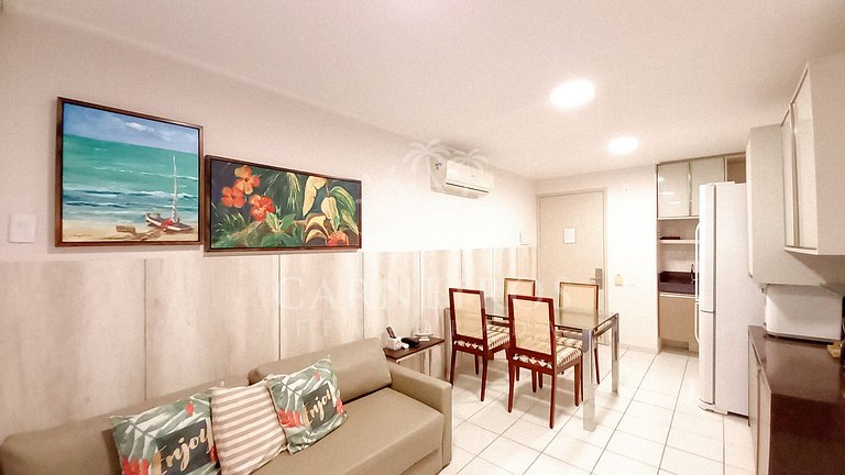 Flat 2 Quartos no Beach Class Muro Alto (D203)