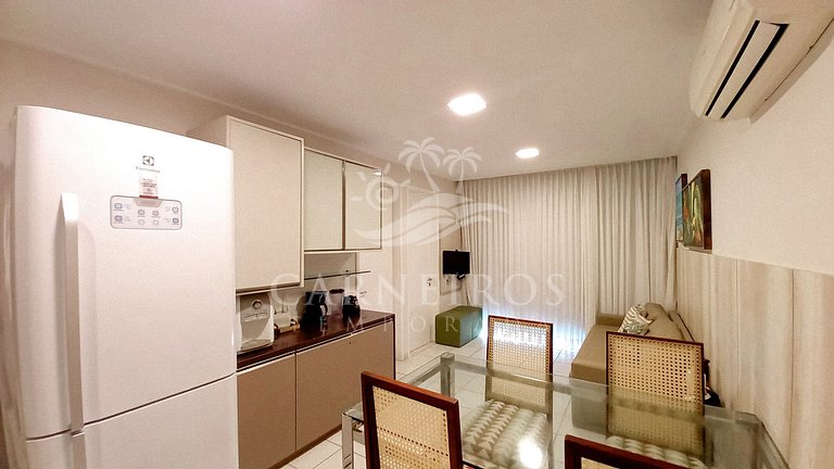 Flat 2 Quartos no Beach Class Muro Alto (D203)