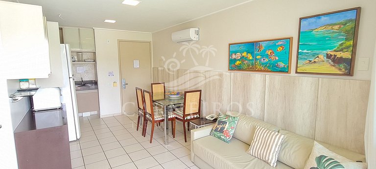 Flat 2 Quartos no Beach Class Muro Alto (D204)