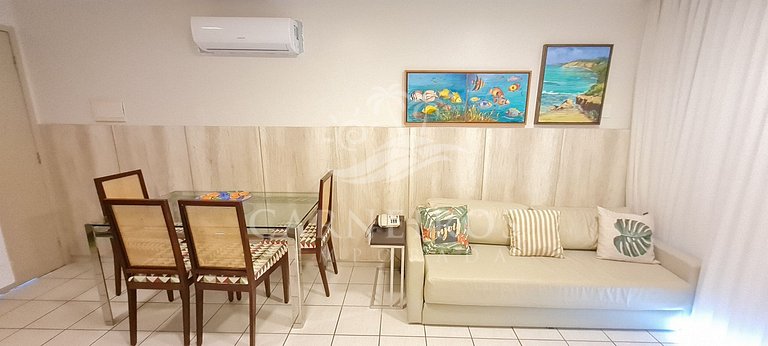 Flat 2 Quartos no Beach Class Muro Alto (D204)