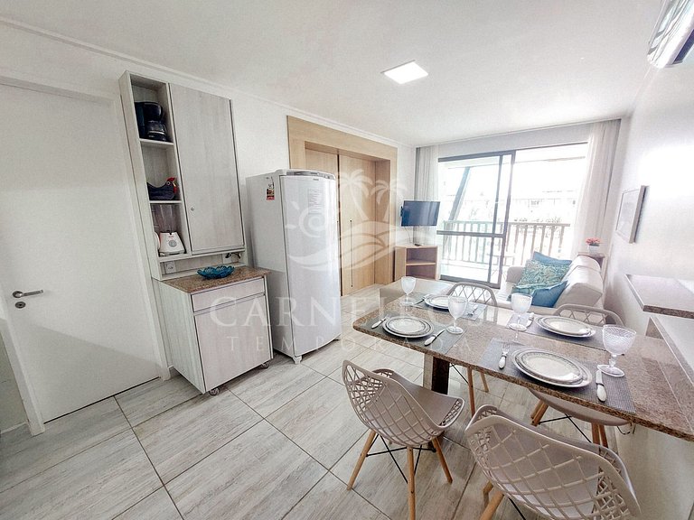Flat 02 Quartos no Beach Class Muro Alto (D303)