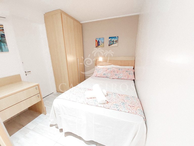 Flat 02 Quartos no Beach Class Muro Alto (D303)