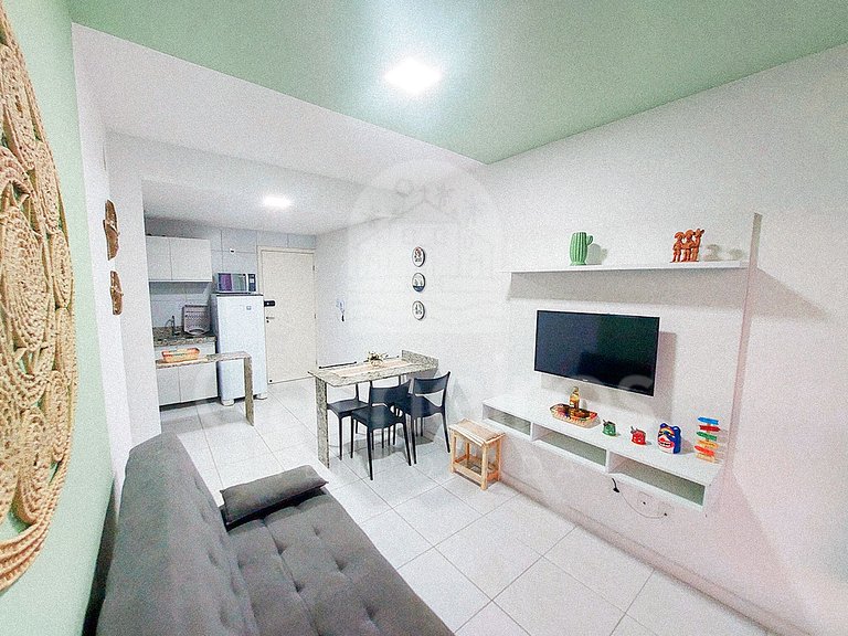 Flat 1 Quarto no Muro Alto Clube (MAC D20-5)