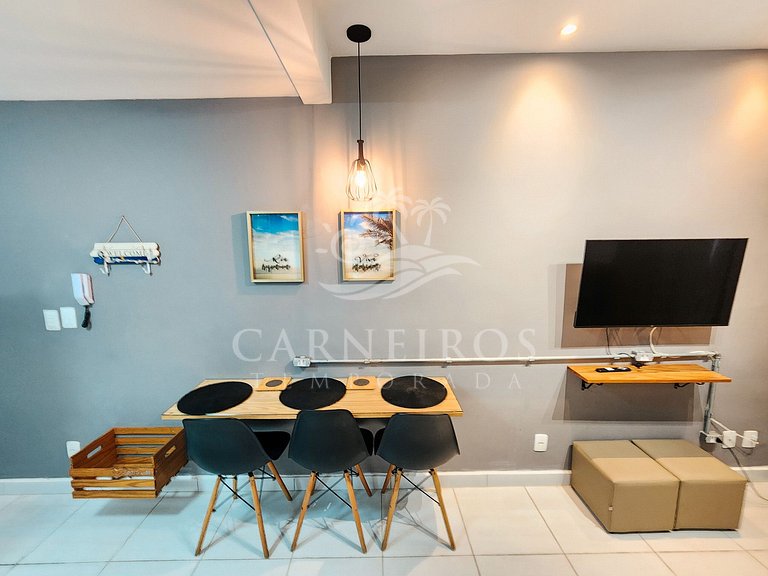 Flat 1 Quarto no Muro Alto Clube(C20-3)