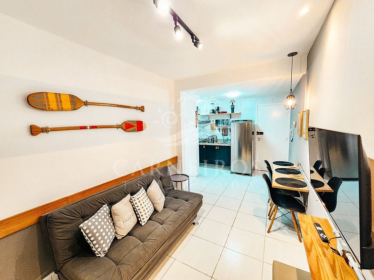 Flat 1 Quarto no Muro Alto Clube(C20-3)