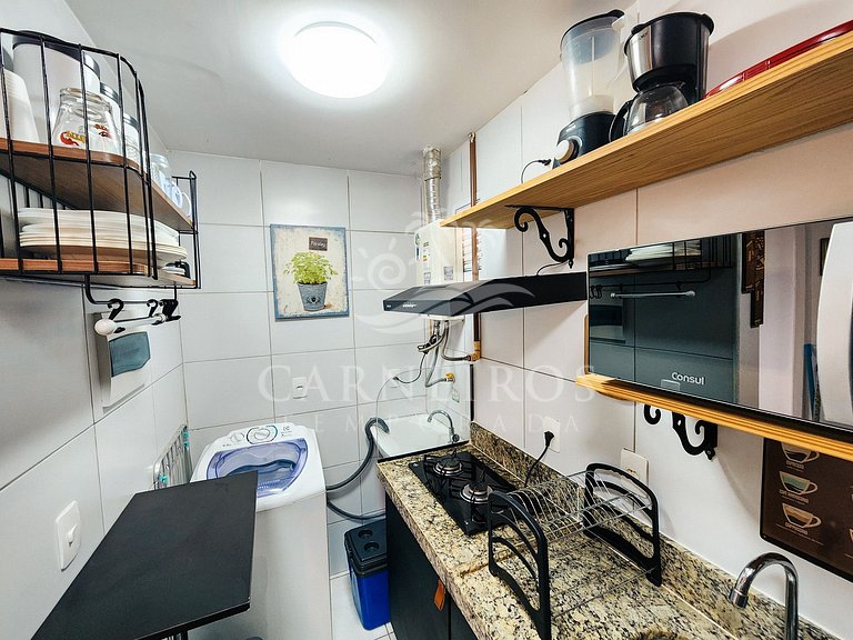 Flat 1 Quarto no Muro Alto Clube(C20-3)