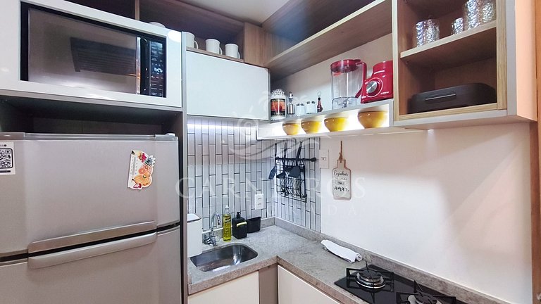 Flat Pé na Areia com Vista Mar - Makadamia (C02)