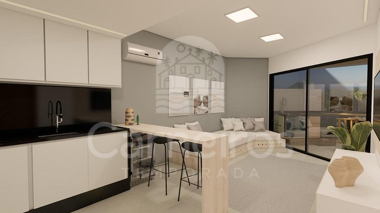 Flat Térreo no Carneiros Atlântico - Pé na areia (D003)