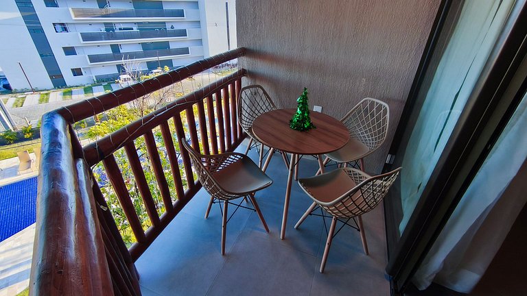 Carneiros | Vista piscina Flat Completo (D316)