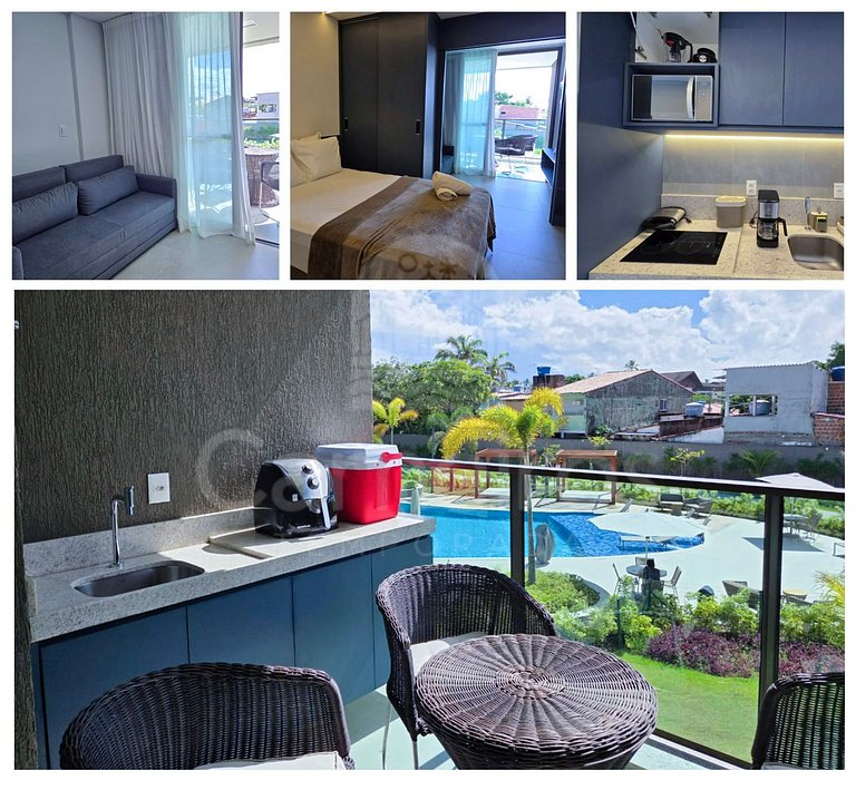 Studio em Resort | Vista Piscina (A06-3)