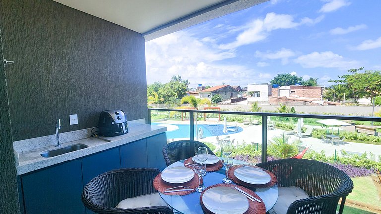 Studio em Resort | Vista Piscina (A06-3)