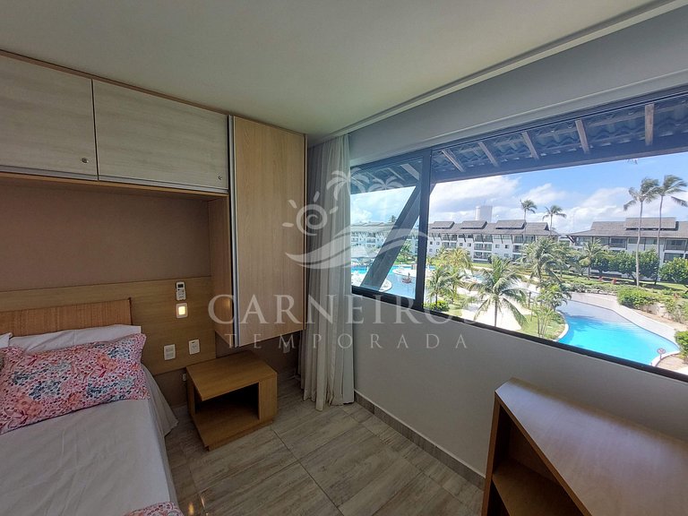 Flat 02 Quartos no Beach Class Muro Alto (D303)